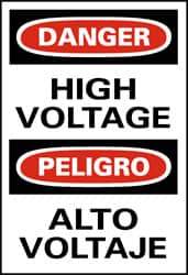 NMC - "Danger - High Voltage", 20" Long x 14" Wide, Pressure-Sensitive Vinyl Safety Sign - Rectangle, 0.004" Thick, Use for Accident Prevention - USA Tool & Supply