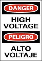 NMC - "Danger - High Voltage", 20" Long x 14" Wide, Pressure-Sensitive Vinyl Safety Sign - Rectangle, 0.004" Thick, Use for Accident Prevention - USA Tool & Supply