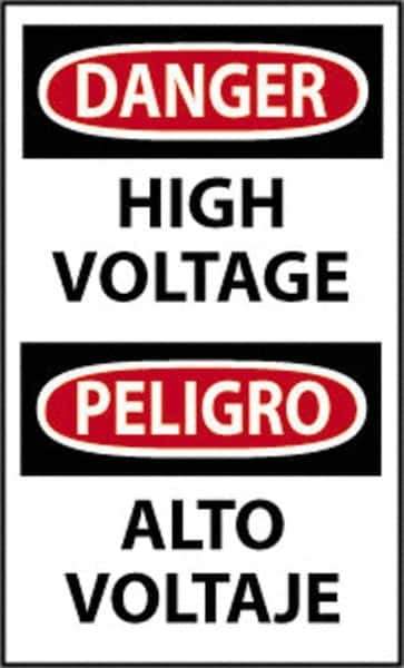 NMC - "Danger - High Voltage", 20" Long x 14" Wide, Rigid Plastic Safety Sign - Rectangle, 0.05" Thick, Use for Accident Prevention - USA Tool & Supply