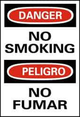 NMC - "Danger - No Smoking", 20" Long x 14" Wide, Rigid Plastic Safety Sign - Rectangle, 0.05" Thick, Use for Accident Prevention - USA Tool & Supply
