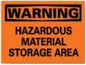 NMC - "Warning - Hazardous Material Storage Area", 10" Long x 14" Wide, Pressure-Sensitive Vinyl Safety Sign - Rectangle, 0.004" Thick, Use for Hazardous Materials - USA Tool & Supply