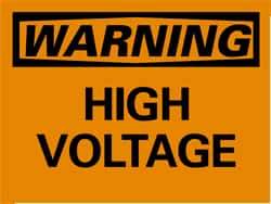 NMC - "Warning - High Voltage", 10" Long x 14" Wide, Rigid Plastic Safety Sign - Rectangle, 0.05" Thick, Use for Accident Prevention - USA Tool & Supply