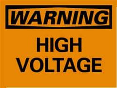 NMC - "Warning - High Voltage", 10" Long x 14" Wide, Rigid Plastic Safety Sign - Rectangle, 0.05" Thick, Use for Accident Prevention - USA Tool & Supply