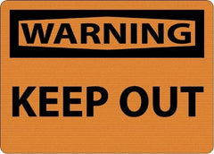NMC - "Warning - Keep Out", 10" Long x 14" Wide, Aluminum Safety Sign - Rectangle, 0.04" Thick, Use for Security & Admittance - USA Tool & Supply