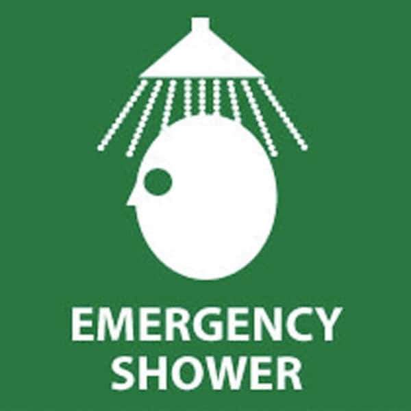 NMC - "Emergency Shower", 7" Long x 7" Wide, Rigid Plastic Safety Sign - Square, 0.05" Thick, Use for First Aid - USA Tool & Supply
