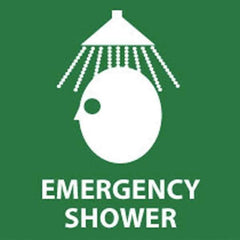 NMC - "Emergency Shower", 7" Long x 7" Wide, Rigid Plastic Safety Sign - Square, 0.05" Thick, Use for First Aid - USA Tool & Supply