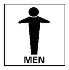 NMC - "Men", 7" Long x 7" Wide, Rigid Plastic Safety Sign - Square, 0.05" Thick, Use for Restroom, Janitorial & Housekeeping - USA Tool & Supply