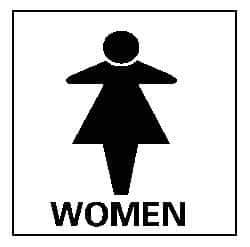 NMC - "Women", 7" Long x 7" Wide, Rigid Plastic Safety Sign - Square, 0.05" Thick, Use for Restroom, Janitorial & Housekeeping - USA Tool & Supply