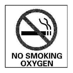 NMC - "No Smoking - Oxygen", 7" Long x 7" Wide, Pressure-Sensitive Vinyl Safety Sign - Square, 0.004" Thick, Use for Smoking Regulations - USA Tool & Supply