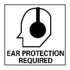 NMC - "Ear Protection Required", 7" Long x 7" Wide, Pressure-Sensitive Vinyl Safety Sign - Square, 0.004" Thick, Use for Accident Prevention - USA Tool & Supply