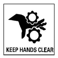NMC - "Keep Hands Clear", 7" Long x 7" Wide, Pressure-Sensitive Vinyl Safety Sign - Square, 0.004" Thick, Use for Accident Prevention - USA Tool & Supply