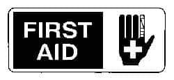 NMC - "First Aid", 7" Long x 17" Wide, Rigid Plastic Safety Sign - Rectangle, 0.05" Thick, Use for First Aid - USA Tool & Supply
