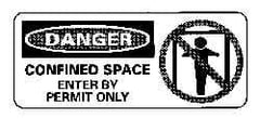 NMC - "Danger - Confined Space - Enter by Permit Only", 7" Long x 17" Wide, Pressure-Sensitive Vinyl Safety Sign - Rectangle, 0.004" Thick, Use for Accident Prevention - USA Tool & Supply