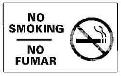 NMC - "No Smoking", 10" Long x 18" Wide, Pressure-Sensitive Vinyl Safety Sign - Rectangle, 0.004" Thick, Use for Accident Prevention - USA Tool & Supply