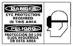 NMC - "Danger - Eye Protection Required in This Area", 10" Long x 18" Wide, Pressure-Sensitive Vinyl Safety Sign - Rectangle, 0.004" Thick, Use for Accident Prevention - USA Tool & Supply