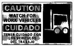 NMC - "Caution - Watch for Work Vehicles", 10" Long x 18" Wide, Pressure-Sensitive Vinyl Safety Sign - Rectangle, 0.004" Thick, Use for Accident Prevention - USA Tool & Supply