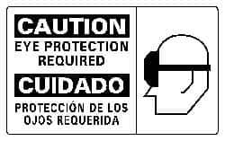 NMC - "Caution - Eye Protection Required", 10" Long x 18" Wide, Rigid Plastic Safety Sign - Rectangle, 0.05" Thick, Use for Accident Prevention - USA Tool & Supply