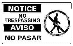 NMC - "Notice - No Trespassing", 10" Long x 18" Wide, Rigid Plastic Safety Sign - Rectangle, 0.05" Thick, Use for Security & Admittance - USA Tool & Supply