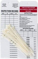 NMC - 3" High x 6" Long, FIRE EXTINGUISHER RECHARGE & INSPECTION RECORD, English Safety & Facility Inspection Tag - Tag Header: Notice, 2 Sides, Black, Red & White Unrippable Vinyl - USA Tool & Supply