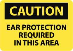 NMC - "Caution - Ear Protection Required in This Area", 10" Long x 14" Wide, Aluminum Safety Sign - Rectangle, 0.04" Thick, Use for Accident Prevention - USA Tool & Supply
