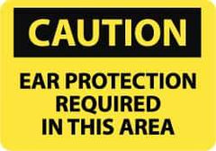 NMC - "Caution - Ear Protection Required in This Area", 10" Long x 14" Wide, Aluminum Safety Sign - Rectangle, 0.04" Thick, Use for Accident Prevention - USA Tool & Supply