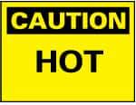 NMC - "Caution - Hot", 10" Long x 14" Wide, Aluminum Safety Sign - Rectangle, 0.04" Thick, Use for Hazardous Materials - USA Tool & Supply