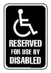 NMC - "Reserved for Use by Disabled", "Handicapped Symbol", 12" Wide x 18" High, Aluminum Parking Lot Traffic Signs - 0.063" Thick, White on Blue, Rectangle, Post Mount - USA Tool & Supply