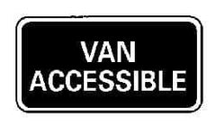 NMC - "Van Accessible", 12" Wide x 6" High, Aluminum ADA Signs - 0.063" Thick, White on Blue, Rectangle, Post Mount - USA Tool & Supply