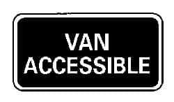NMC - "Van Accessible", 12" Wide x 6" High, Aluminum ADA Signs - 0.04" Thick, White on Blue, Rectangle, Wall Mount - USA Tool & Supply
