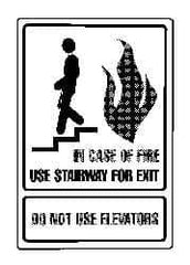 NMC - In Case of Fire - Use Stairway for Exit - Do Not Use Elevators, Acrylic Fire and Exit Sign - 6" Wide x 9" High - USA Tool & Supply