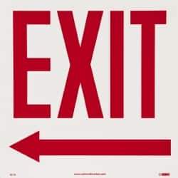 NMC - Exit, Pressure Sensitive Vinyl Exit Sign - 10" Wide x 10" High, Glow-in-the-Dark - USA Tool & Supply