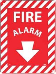NMC - Fire Alarm, Rigid Plastic Fire Sign - 9" Wide x 12" High, Glow-in-the-Dark - USA Tool & Supply