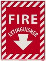 NMC - Fire Extinguisher, Rigid Plastic Fire Sign - 9" Wide x 12" High, Glow-in-the-Dark - USA Tool & Supply