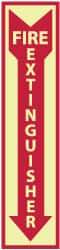 NMC - Fire Extinguisher, Rigid Plastic Fire Sign - 4" Wide x 18" High, Glow-in-the-Dark - USA Tool & Supply