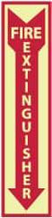 NMC - Fire Extinguisher, Pressure Sensitive Vinyl Fire Sign - 4" Wide x 18" High, Glow-in-the-Dark - USA Tool & Supply