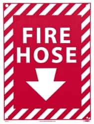 NMC - Fire Hose, Rigid Plastic Fire Sign - 9" Wide x 12" High, Glow-in-the-Dark - USA Tool & Supply