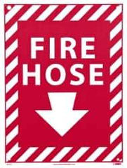 NMC - Fire Hose, Rigid Plastic Fire Sign - 9" Wide x 12" High, Glow-in-the-Dark - USA Tool & Supply