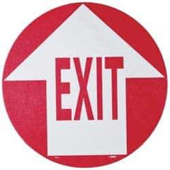 NMC - Exit, Anti-Skid Pressure-Sensitive Vinyl Floor Sign - Round, Red on White, Adhesive Backed, For Exit, Entrance & Directional - USA Tool & Supply