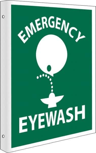 NMC - "Emergency Eye Wash", 10" Long x 8" Wide, Rigid Plastic Safety Sign - Rectangle, 0.05" Thick, Use for First Aid - USA Tool & Supply