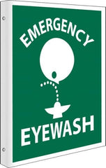 NMC - "Emergency Eye Wash", 10" Long x 8" Wide, Rigid Plastic Safety Sign - Rectangle, 0.05" Thick, Use for First Aid - USA Tool & Supply