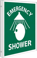 NMC - "Emergency Shower", 10" Long x 8" Wide, Rigid Plastic Safety Sign - Rectangle, 0.05" Thick, Use for First Aid - USA Tool & Supply