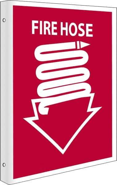 NMC - Fire Hose, Rigid Plastic Fire Sign - 8" Wide x 10" High - USA Tool & Supply