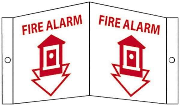 NMC - Fire Alarm, Acrylic Fire Sign - 8-3/4" Wide x 5-3/4" High - USA Tool & Supply