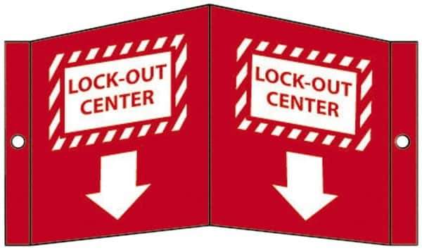 NMC - "Lock-Out Center", 5-3/4" Long x 8-3/4" Wide, Rigid Plastic Safety Sign - Rectangle, 0.125" Thick, Use for Accident Prevention - USA Tool & Supply