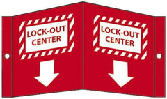 NMC - "Lock-Out Center", 5-3/4" Long x 8-3/4" Wide, Rigid Plastic Safety Sign - Rectangle, 0.125" Thick, Use for Accident Prevention - USA Tool & Supply