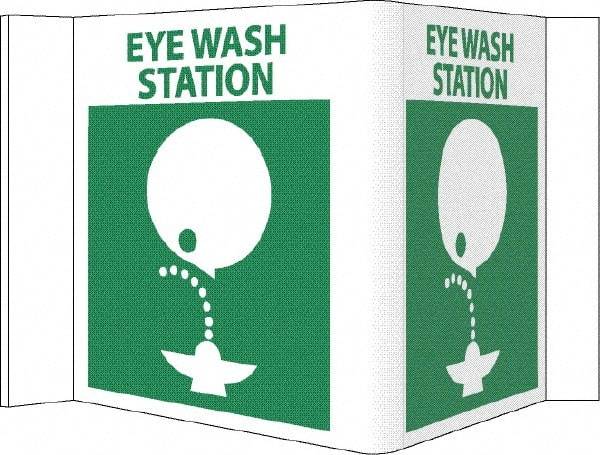 NMC - "Eye Wash Station", 5-3/4" Long x 8-3/4" Wide, Rigid Plastic Safety Sign - Rectangle, 0.125" Thick, Use for First Aid - USA Tool & Supply