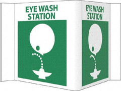 NMC - "Eye Wash Station", 5-3/4" Long x 8-3/4" Wide, Rigid Plastic Safety Sign - Rectangle, 0.125" Thick, Use for First Aid - USA Tool & Supply