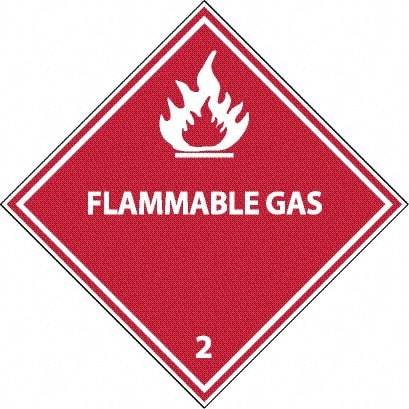 NMC - Flammable Gas DOT Shipping Label - 4" High x 4" Wide - USA Tool & Supply