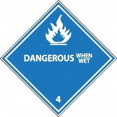 NMC - Dangerous When Wet DOT Shipping Label - 4" High x 4" Wide - USA Tool & Supply