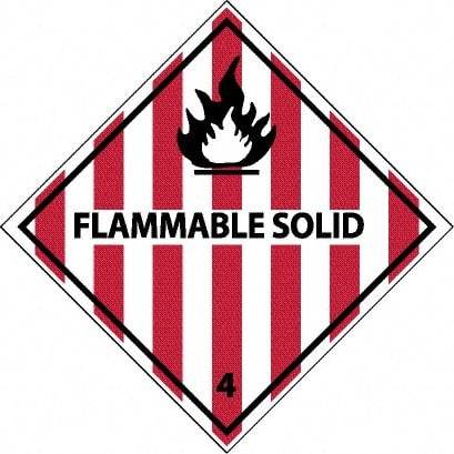 NMC - Flammable Solid DOT Shipping Label - 4" High x 4" Wide - USA Tool & Supply